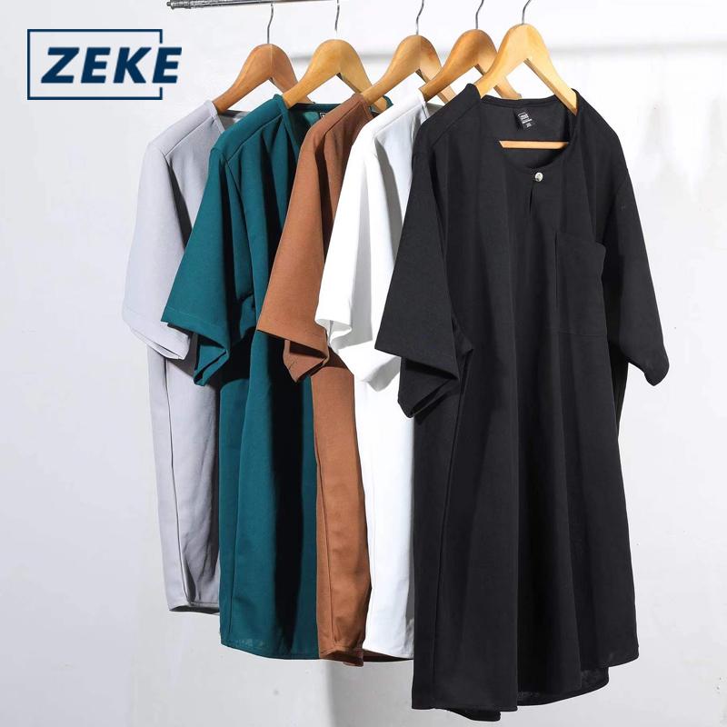 ZEKE Men’s Pocket Short Sleeve Loose Tops – 100% Polyester, Casual Kurta Style, Lightweight & Wrinkle-Resistant - Image 3
