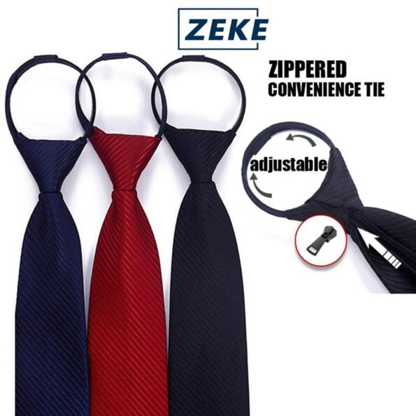 ZEKE Zip Tie | Formal Wear Tie | Graduation Wedding Striped Plain Neck Tie