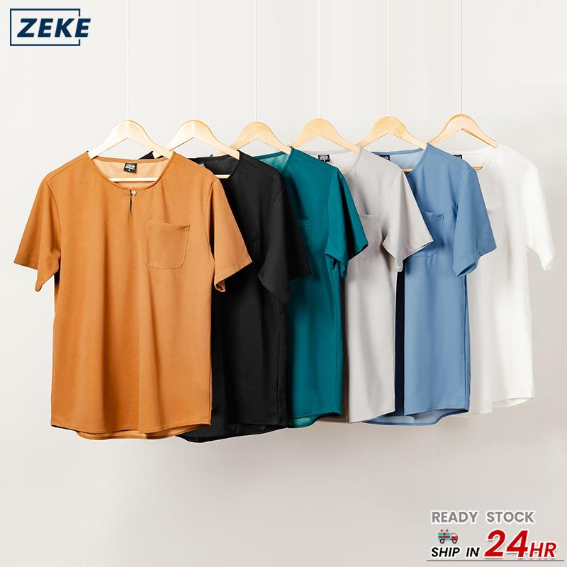ZEKE Men’s Pocket Short Sleeve Loose Tops – 100% Polyester, Casual Kurta Style, Lightweight & Wrinkle-Resistant