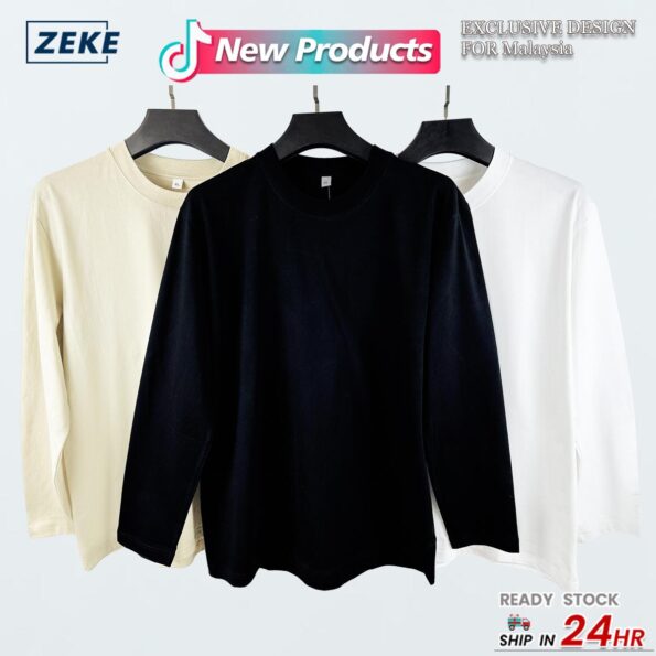 ZEKE Lelaki Lengan Panjang Baju Long Sleeved T-shirt Made Of Pure Cotton Men Casual Shirt