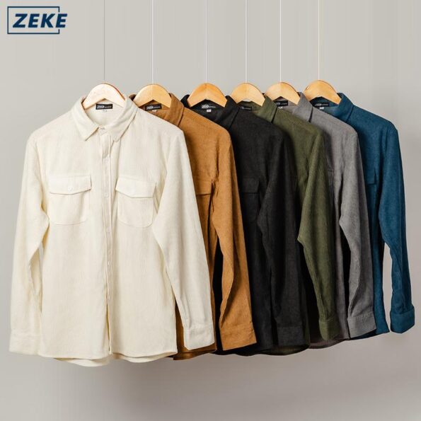 ZEKE Lelaki Lengan Panjang Kain Korduroi Kemeja Corduroy Long Sleeved Shirt Men's Top