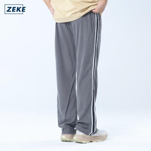 ZEKE Lelaki Kain Korduroi Seluar Panjang Side Stripe Corduroy Pants Men's Casual Pants - Image 3