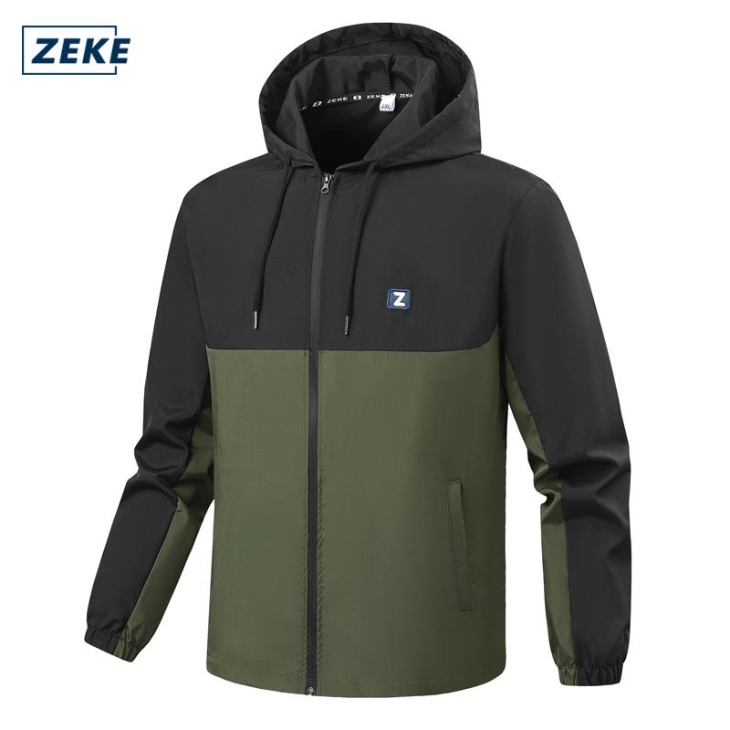 ZEKE Men’s Waterproof Hooded Jacket – Embroidered Logo Raglan Sleeve Tracksuit Casual Coats - Image 4