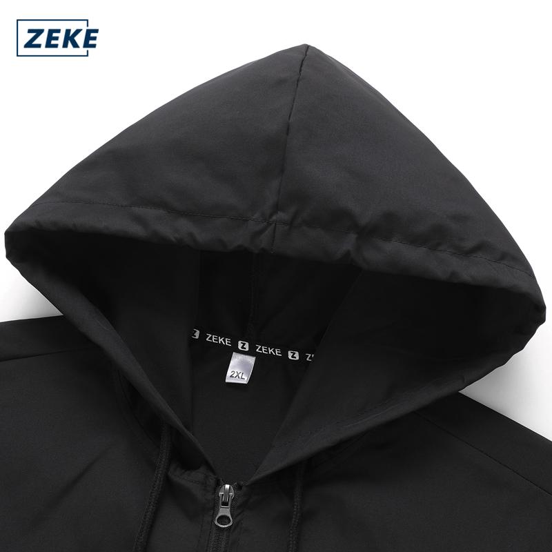 ZEKE Men’s Waterproof Hooded Jacket – Embroidered Logo Raglan Sleeve Tracksuit Casual Coats - Image 5