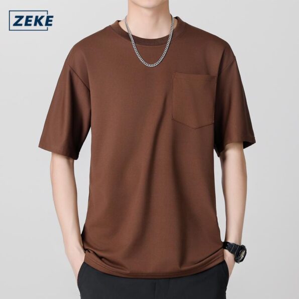 ZEKE Baju Berpoket Lelaki Lengan Pendek tshirt Pocket T-shirt Men Short Sleeve Tops