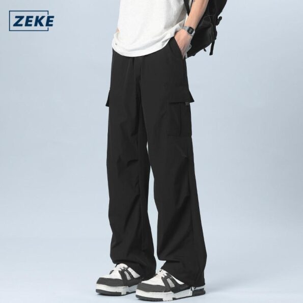 ZEKE Cargo Pants Seluar Panjang Kerja Lelaki Pocket Plain Trouser Tactical Men Shirred Waterproof Cargo Long Pant