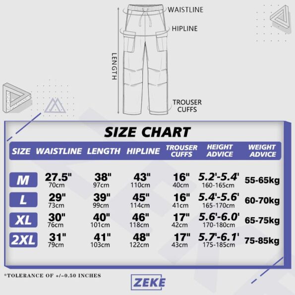 ZEKE Cargo Pants Seluar Panjang Kerja Lelaki Pocket Plain Trouser Tactical Men Shirred Waterproof Cargo Long Pant - Image 2