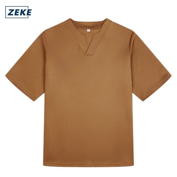 ZEKE Baju Lelaki V-neck Kurta Half Sleeved T-Shirt Loose Solid Color Tshirt Kemeja T Lelaki - Image 7