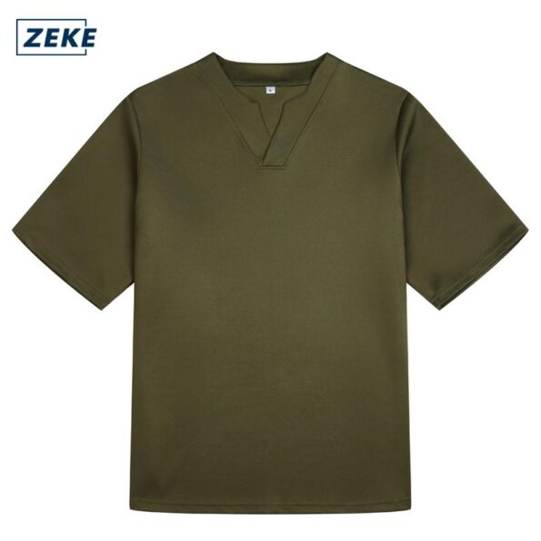 ZEKE Baju Lelaki V-neck Kurta Half Sleeved T-Shirt Loose Solid Color Tshirt Kemeja T Lelaki - Image 8