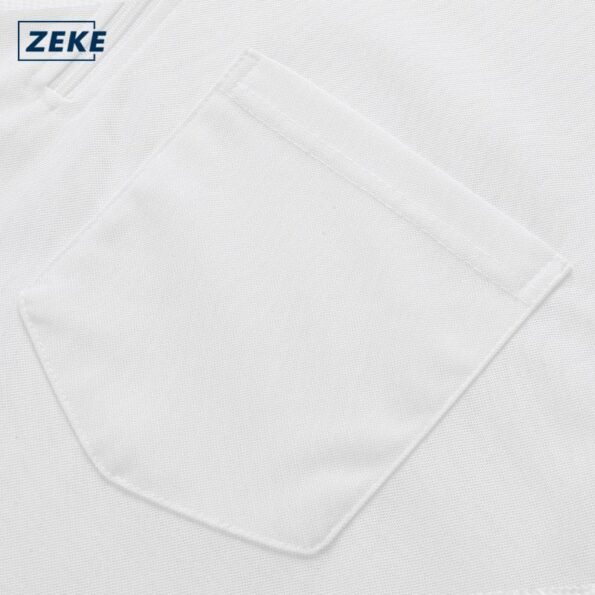 ZEKE Lelaki Klasik Lengan Pendek Baju Solid Colour Short Sleeve Zipper Pocket Polo Shirt - Image 4
