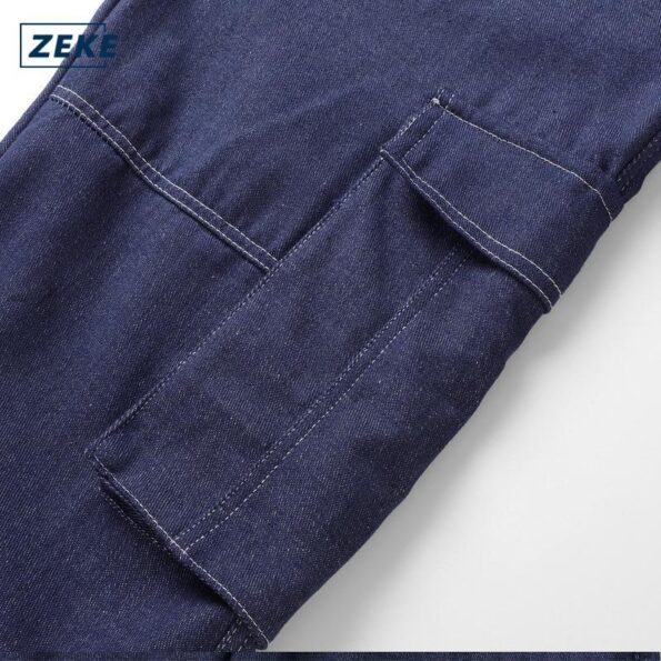 ZEKE Cargo Jeans Seluar Panjang Lelaki Men's Loose Casual Denim Fashion Vintage Casual Wide Leg Jeans Denim Pocket Cargo Pants - Image 6