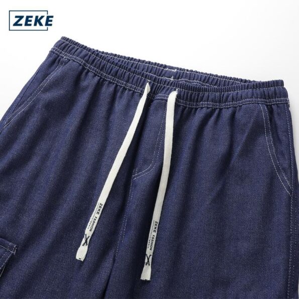 ZEKE Cargo Jeans Seluar Panjang Lelaki Men's Loose Casual Denim Fashion Vintage Casual Wide Leg Jeans Denim Pocket Cargo Pants - Image 7