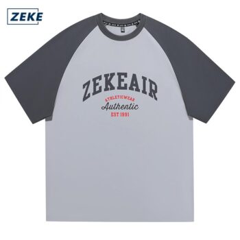 ZEKE A9201 Graphic T-shirt Lelaki Lengan Pendek Baju Men's  Embroidered Logo Raglan Sleeve T-shirt