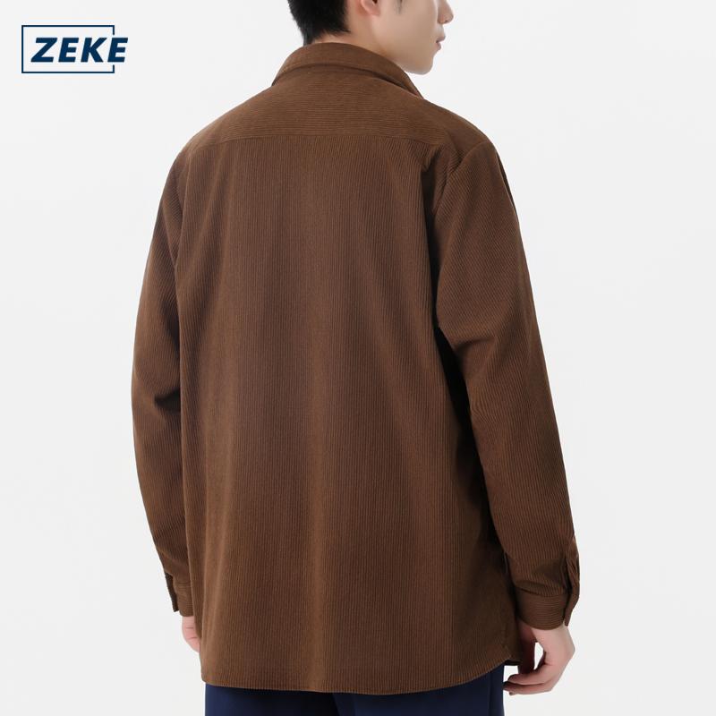 ZEKE A0051 Kain Korduroi Kemeja Lelaki Lengan Panjang Corduroy Long Sleeved Shirt Men's Top - Image 3