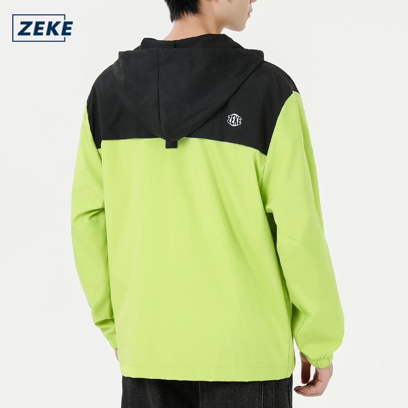 ZEKE C0050 Waterproof Two-tone Jacket Men's Embroidered Logo Tops Menswear Casual Hooded Dual-color Motor Windbreak Coats UNISEX - Image 3