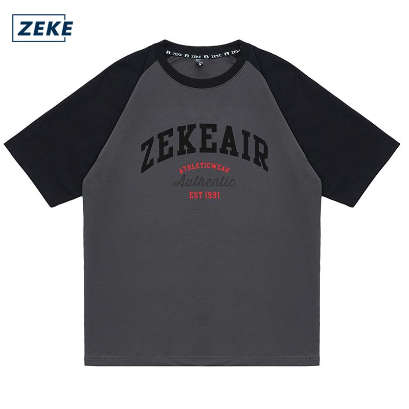 ZEKE A9201 Graphic T-shirt Lelaki Lengan Pendek Baju Men's Embroidered Logo Raglan Sleeve T-shirt - Image 4