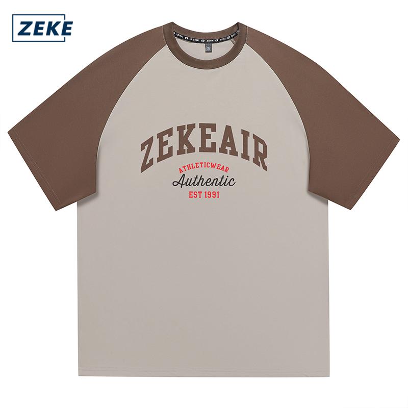 ZEKE A9201 Graphic T-shirt Lelaki Lengan Pendek Baju Men's Embroidered Logo Raglan Sleeve T-shirt - Image 5