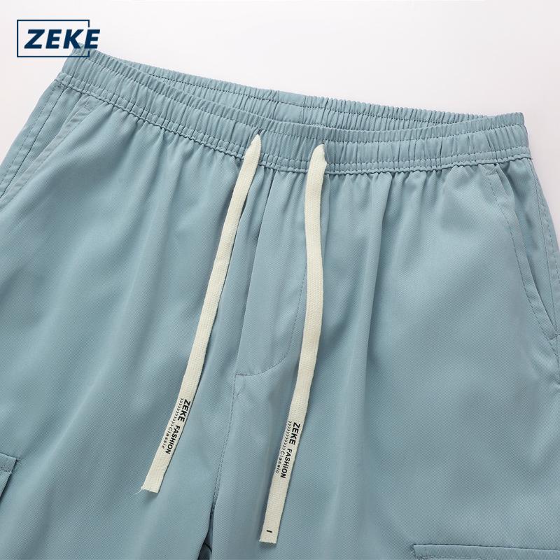 ZEKE B0065 Seluar Cargo Hujung Bertali Lelaki Longgar Boleh Laras Tactical Six Pocket Working Cargo Pant Plain Drawstring Binding Feet Trouser - Image 5