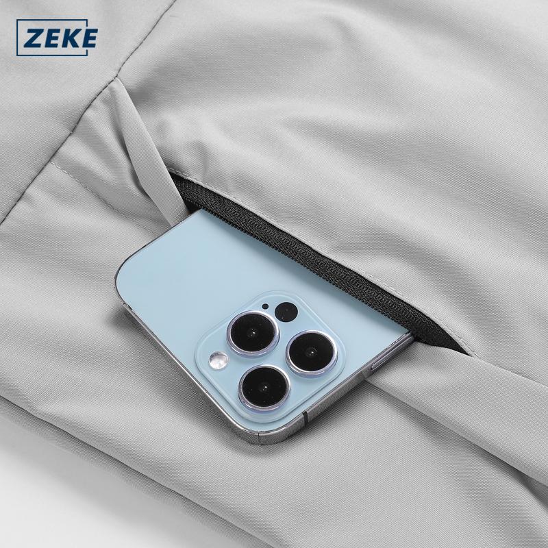 ZEKE C0050 Waterproof Two-tone Jacket Men's Embroidered Logo Tops Menswear Casual Hooded Dual-color Motor Windbreak Coats UNISEX - Image 7