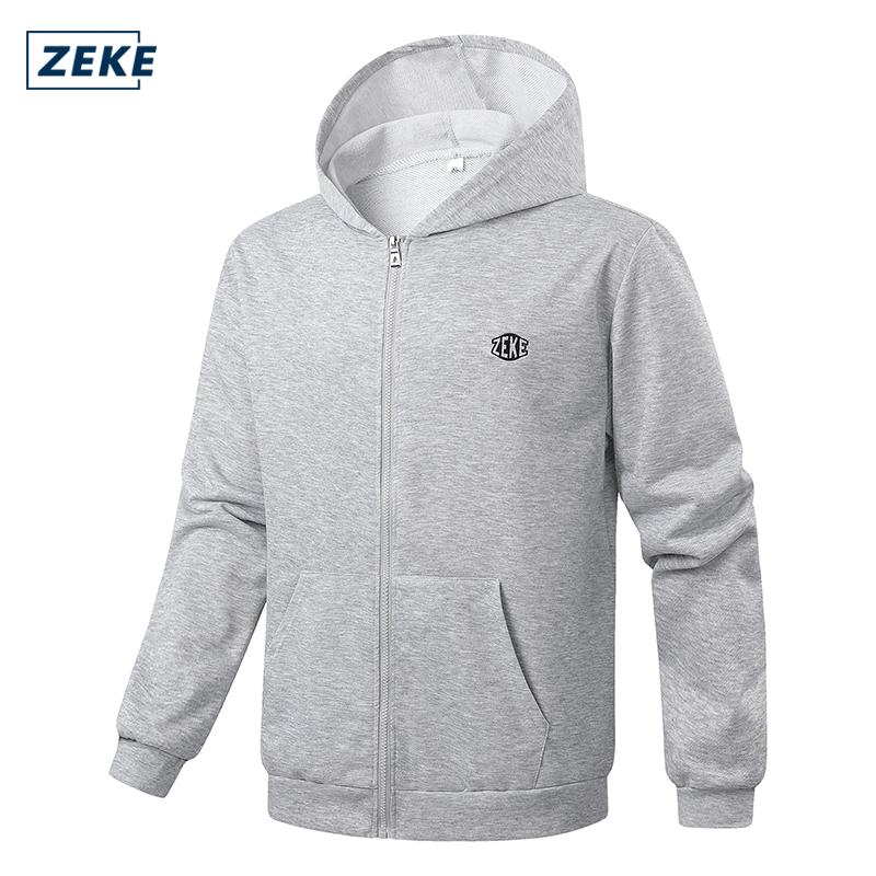 ZEKE C0069 Zip Up Hoodies Sweatshirts Men's Embroidered Logo Tops Menswear Casual Hooded Coats UNISEX