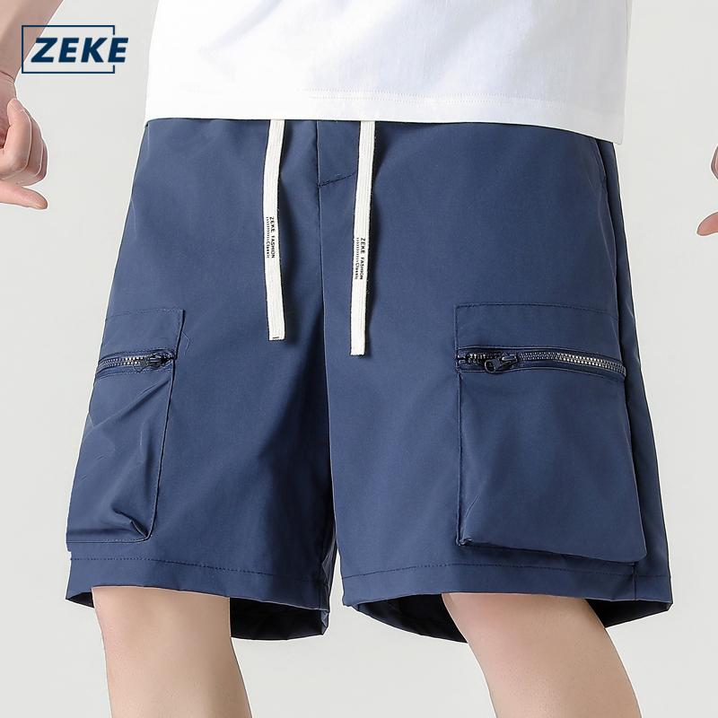 ZEKE B0060 3D Pocket Zipper Shorts Men's Casual Shorts Loose-fitting Cargo Shorts