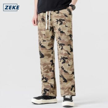 ZEKE B0014 Camo Seluar Panjang Lelaki Cargo Pants Men Straight Leg Army Working Pants
