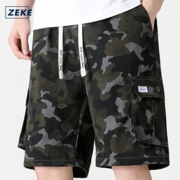 ZEKE B0007 Lelaki Camo Seluar Pendek Cargo Shorts Cutting Straight Cut Trouser Men Tactical Five Pocket Working Menswear Cargo Pants