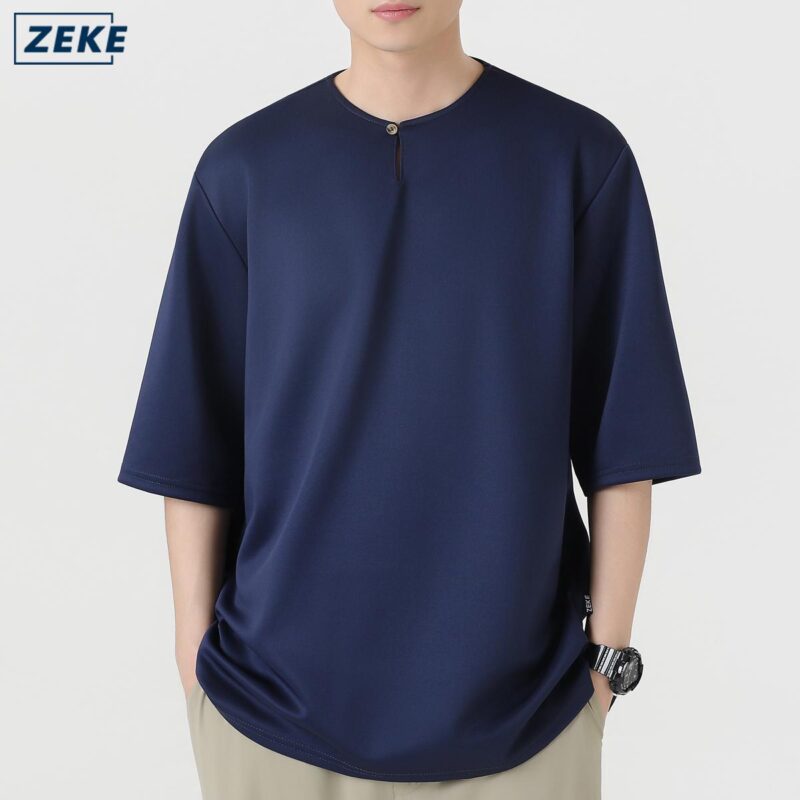 ZEKE D0080 Lelaki Kurta Kasual Lengan Pendek Men's Short Sleeve Loose Tops