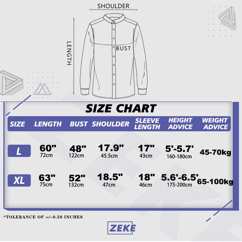 ZEKE A0011 Baju Lelaki Kemeja Strips Lengan Panjang Blaus Men Long Sleeved Stand Collar Shirt - Image 2