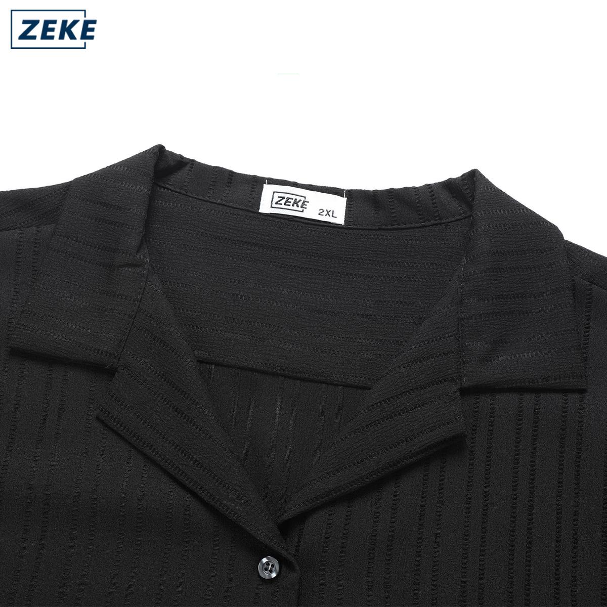 ZEKE A0055 Cuban Collar Short-sleeved Shirt For Men Light Luxury Loose Casual Half-sleeved Shirt Trend Menswear - Image 3
