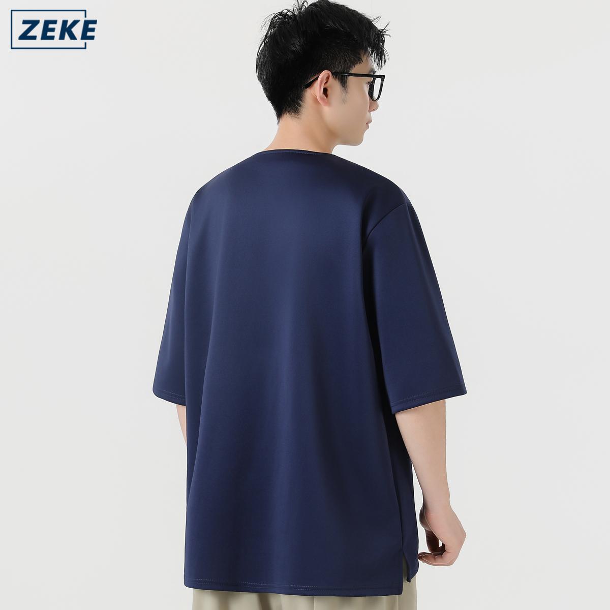 ZEKE D0080 Lelaki Kurta Kasual Lengan Pendek Men's Short Sleeve Loose Tops - Image 3