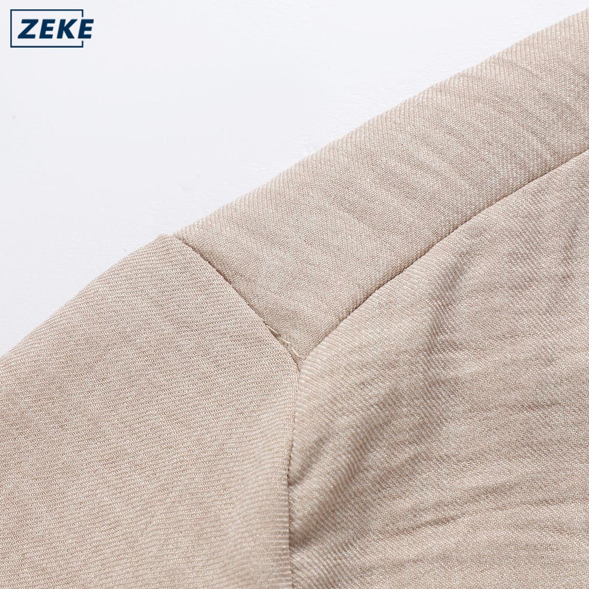 ZEKE A0012 Linen Texture Polo Shirt For Men Cuban Collar Short-sleeved Linen-like Shirt - Image 4