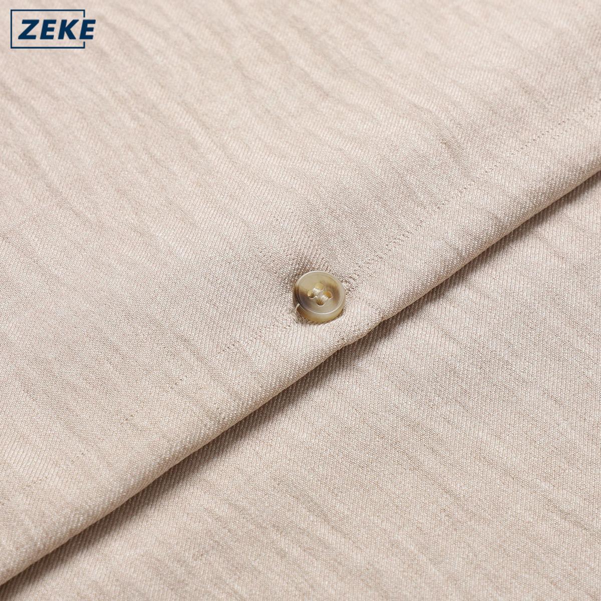 ZEKE A0012 Linen Texture Polo Shirt For Men Cuban Collar Short-sleeved Linen-like Shirt - Image 5