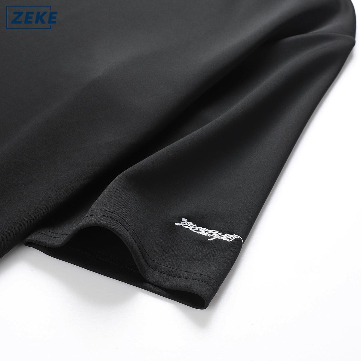 ZEKE A0074 Lelaki Lengan Pendek Gemuk Baju tshirt Embroidered Logo On Cuffs Loose T-shirt Men Short Sleeve Tops - Image 5