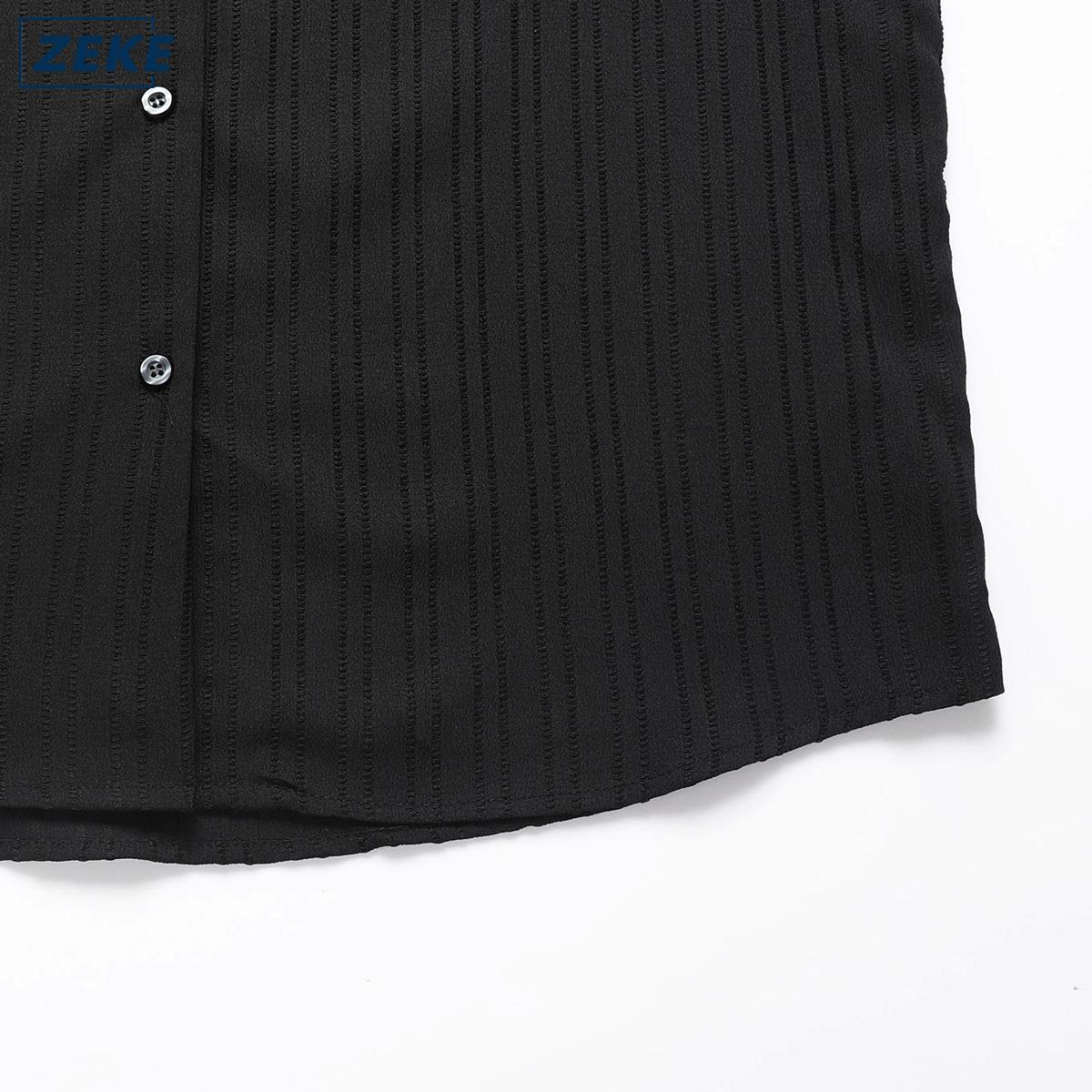 ZEKE A0055 Cuban Collar Short-sleeved Shirt For Men Light Luxury Loose Casual Half-sleeved Shirt Trend Menswear - Image 7