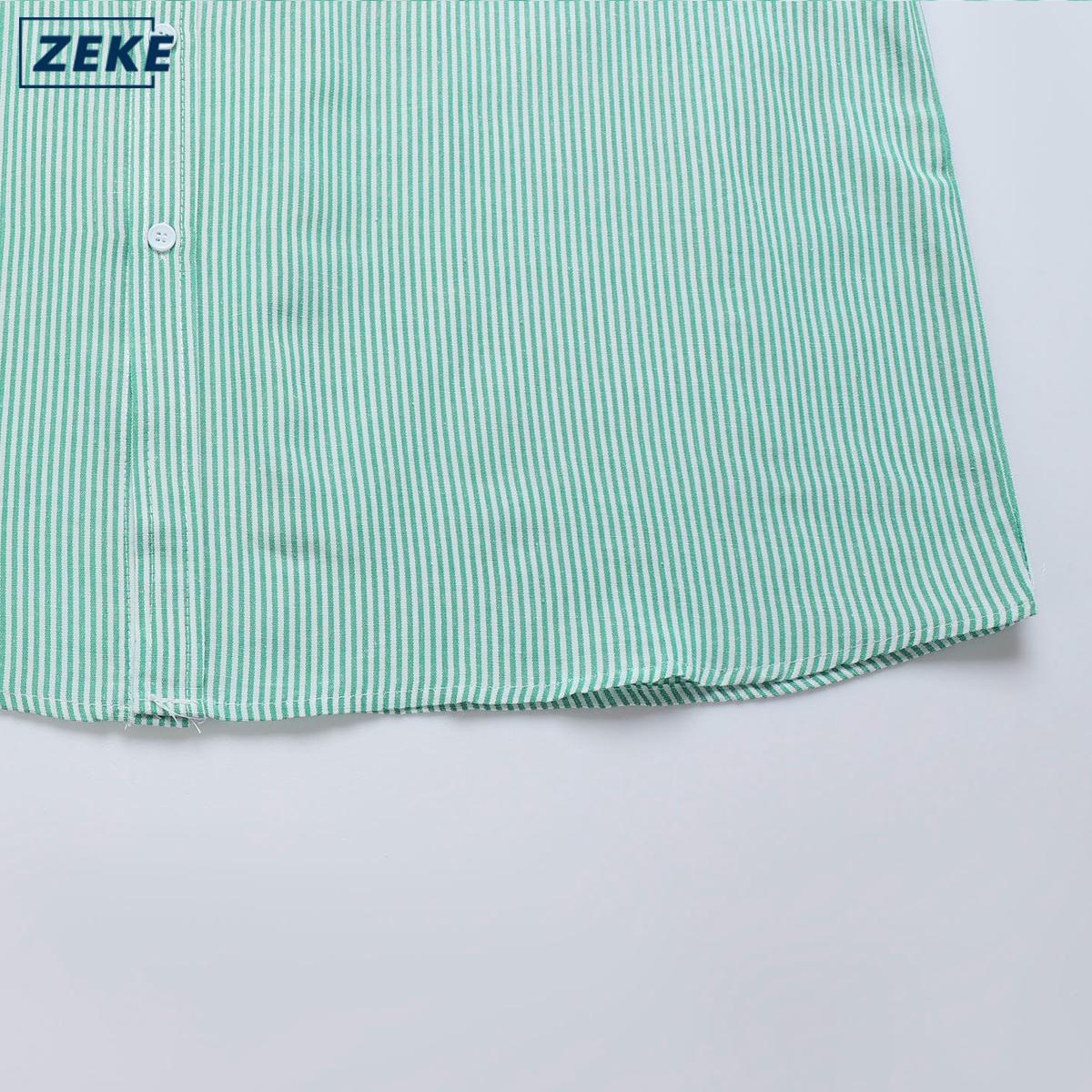 ZEKE A0011 Baju Lelaki Kemeja Strips Lengan Panjang Blaus Men Long Sleeved Stand Collar Shirt - Image 7