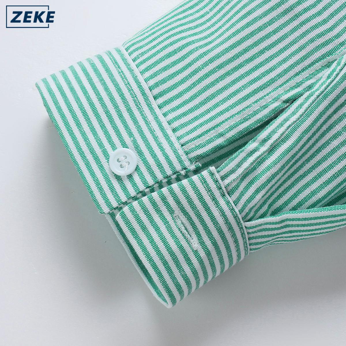 ZEKE A0011 Baju Lelaki Kemeja Strips Lengan Panjang Blaus Men Long Sleeved Stand Collar Shirt - Image 8