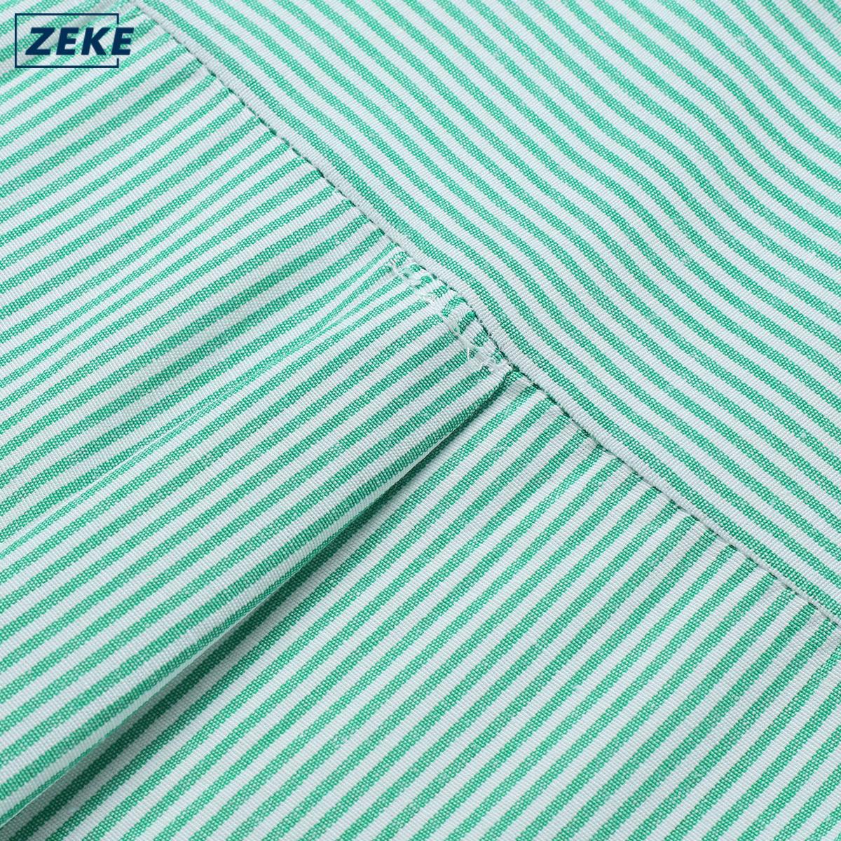ZEKE A0011 Baju Lelaki Kemeja Strips Lengan Panjang Blaus Men Long Sleeved Stand Collar Shirt - Image 9